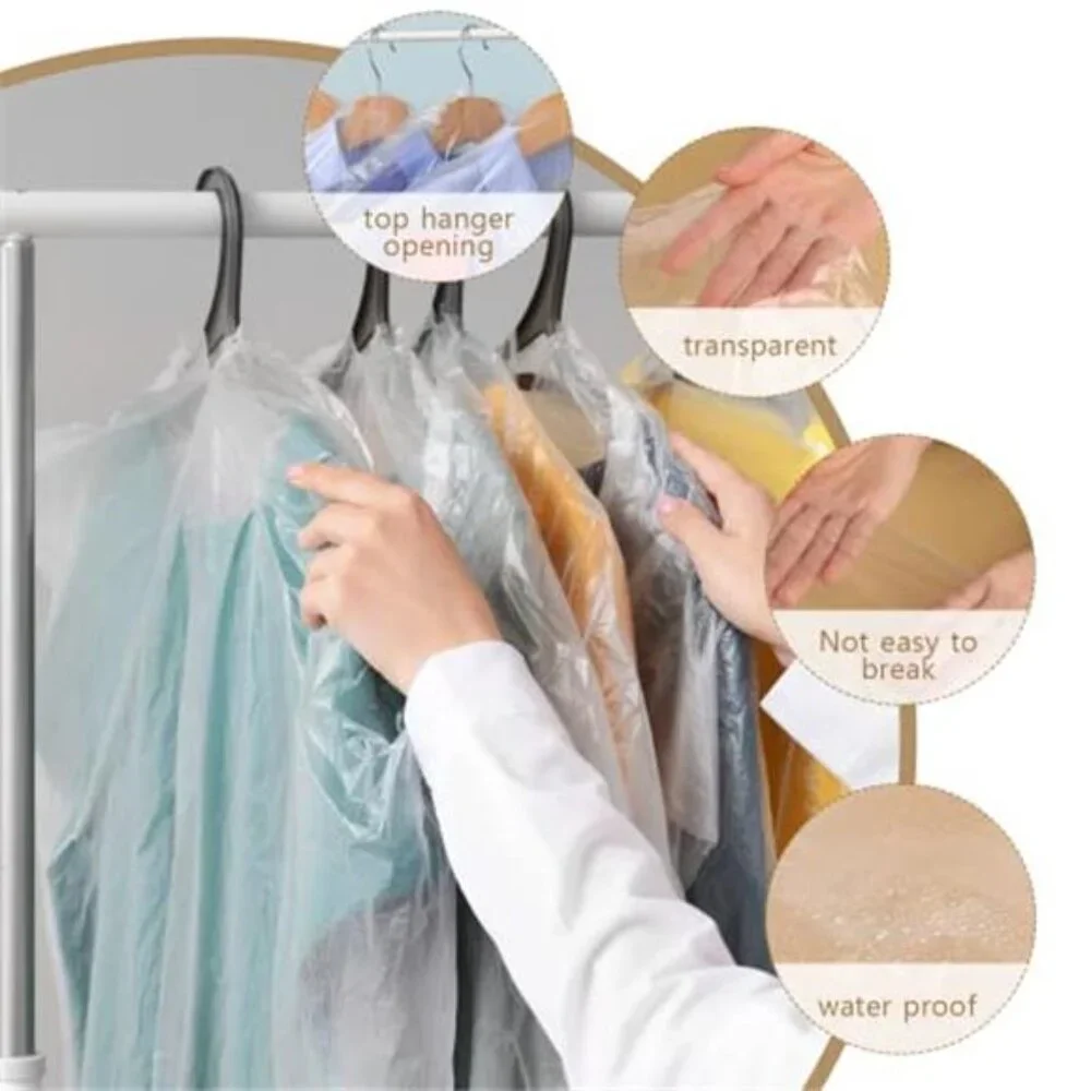 20 Pack Clear Garment Bags Hanging Clothes Covers Dustproof Dry Cleaner Storage